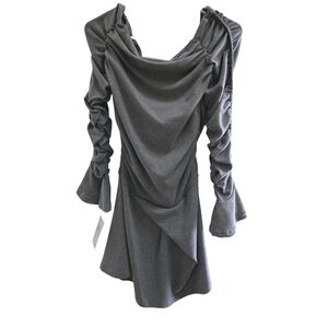 Chic Long Sleeve Gray Dress SZ M